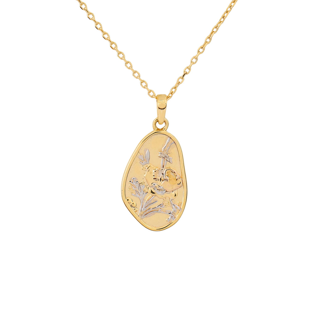 Laura Ashley Poppy Meadow Flower Necklace | Mixed Metal Recycled Brass