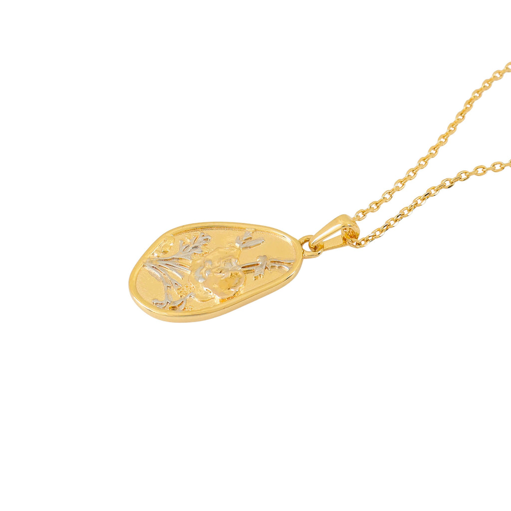 Laura Ashley Poppy Meadow Flower Necklace | Mixed Metal Recycled Brass