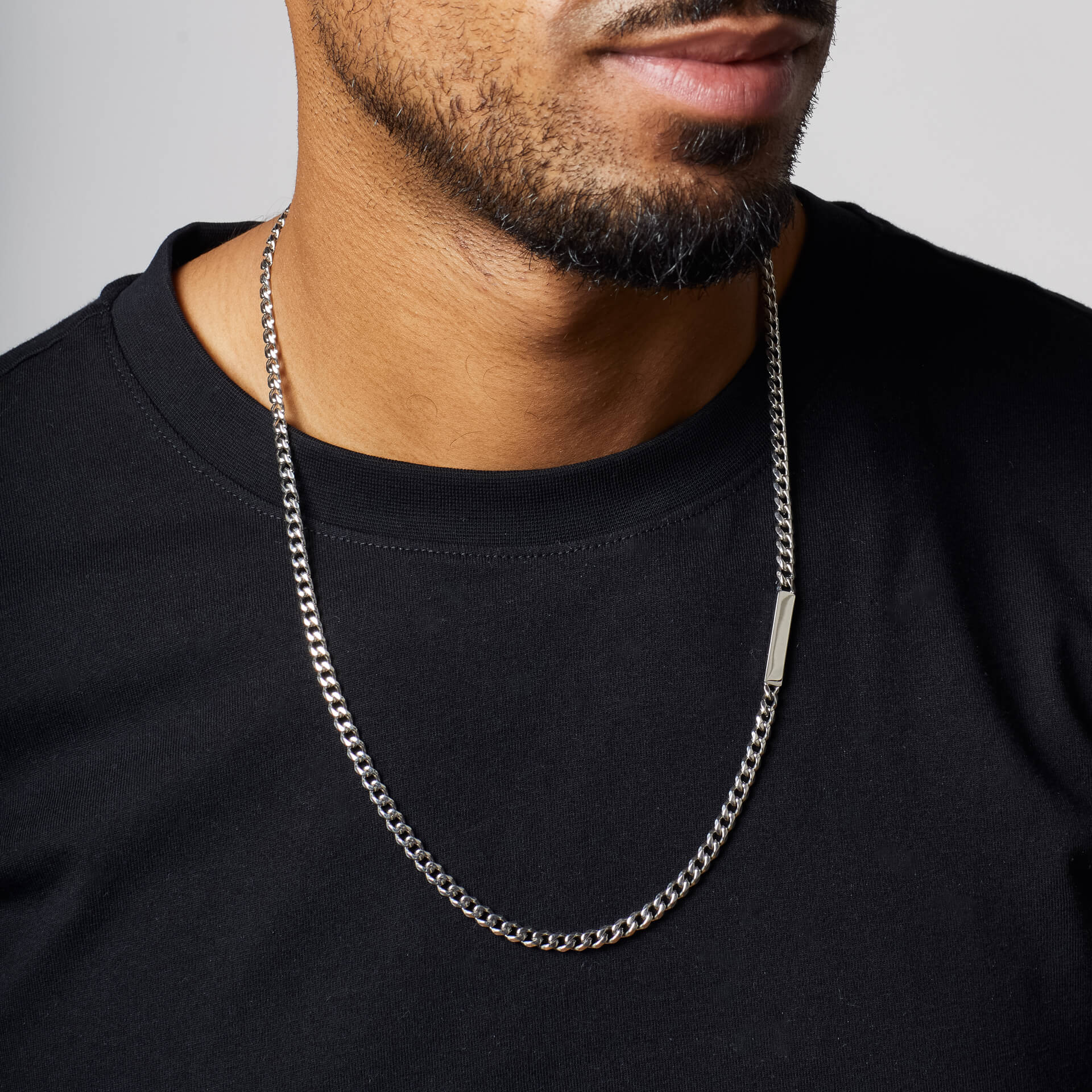 Gecko Jewellery Engravable Bar Chain Necklace in Yellow Gold Plated