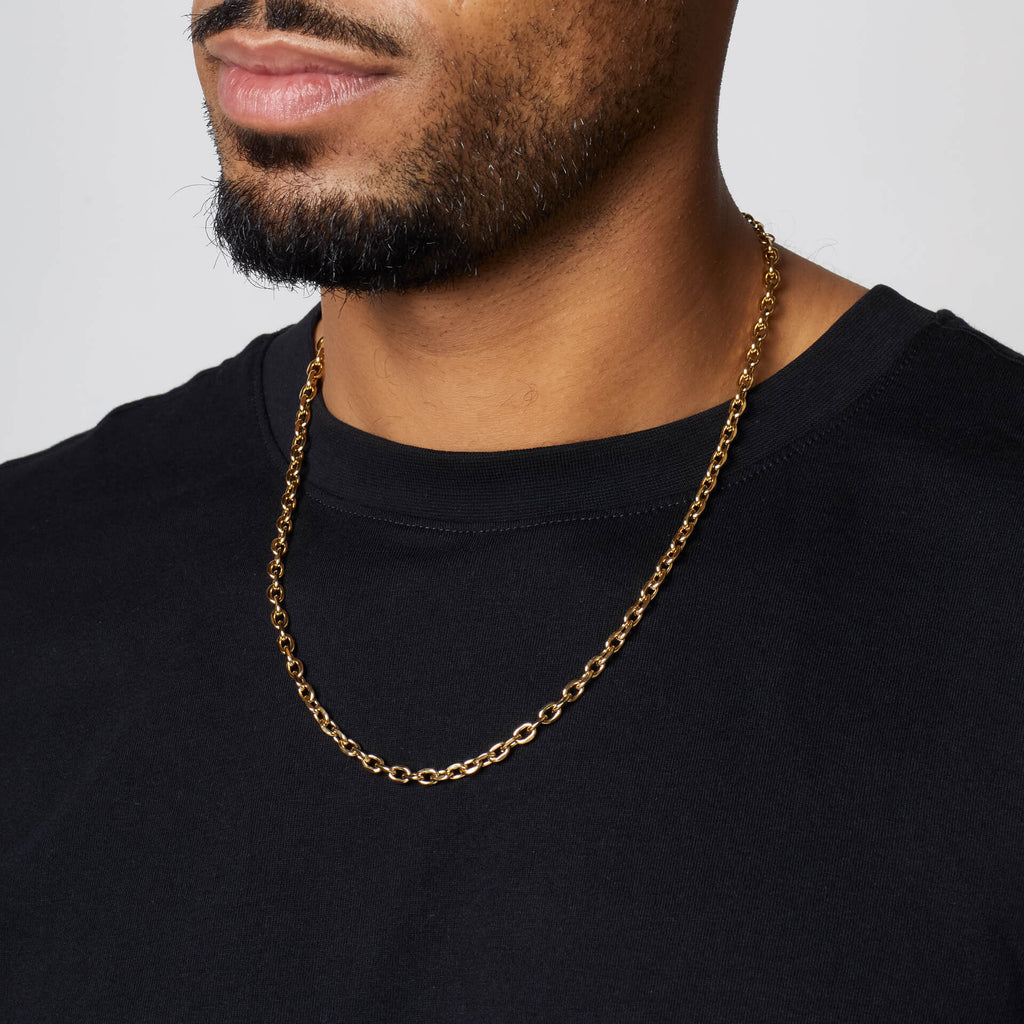 Gecko Jewellery Polished Stainless Steel Cable Link Chain Necklace