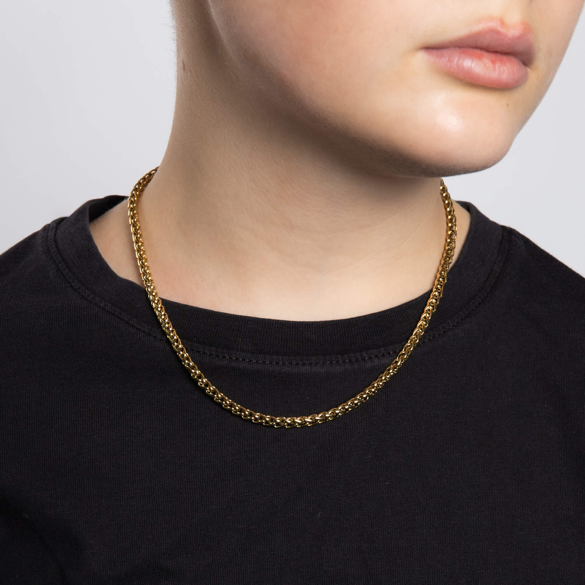 Gecko Jewellery Smaller Fit Stainless Steel Wheat Chain Necklace