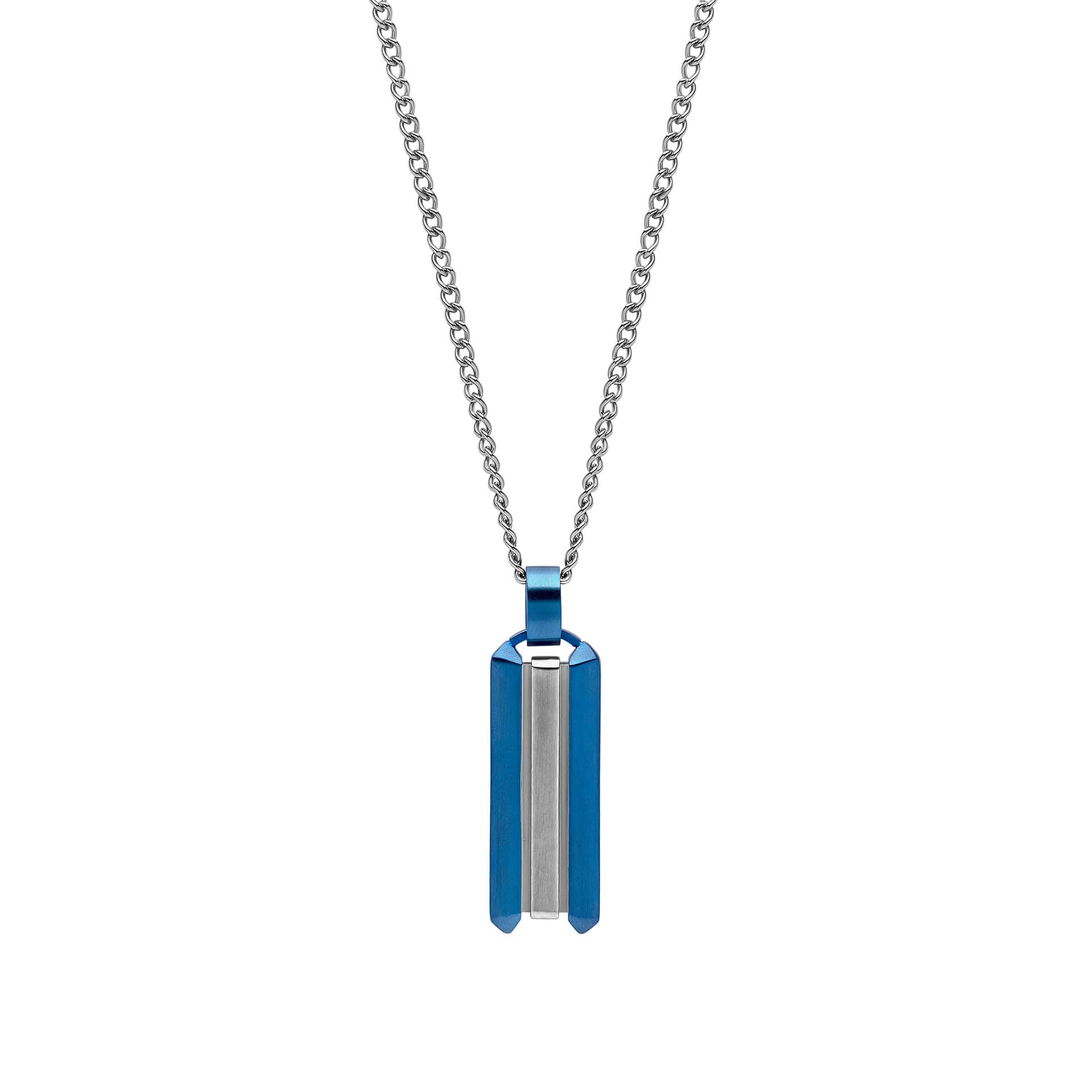 Gecko Jewellery Blue Stainless Steel Dog Tag Necklace for Men
