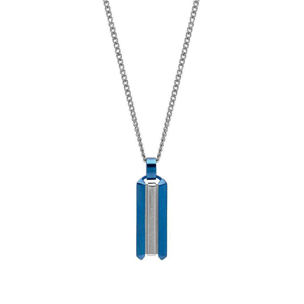 Gecko Jewellery Blue Stainless Steel Dog Tag Necklace for Men
