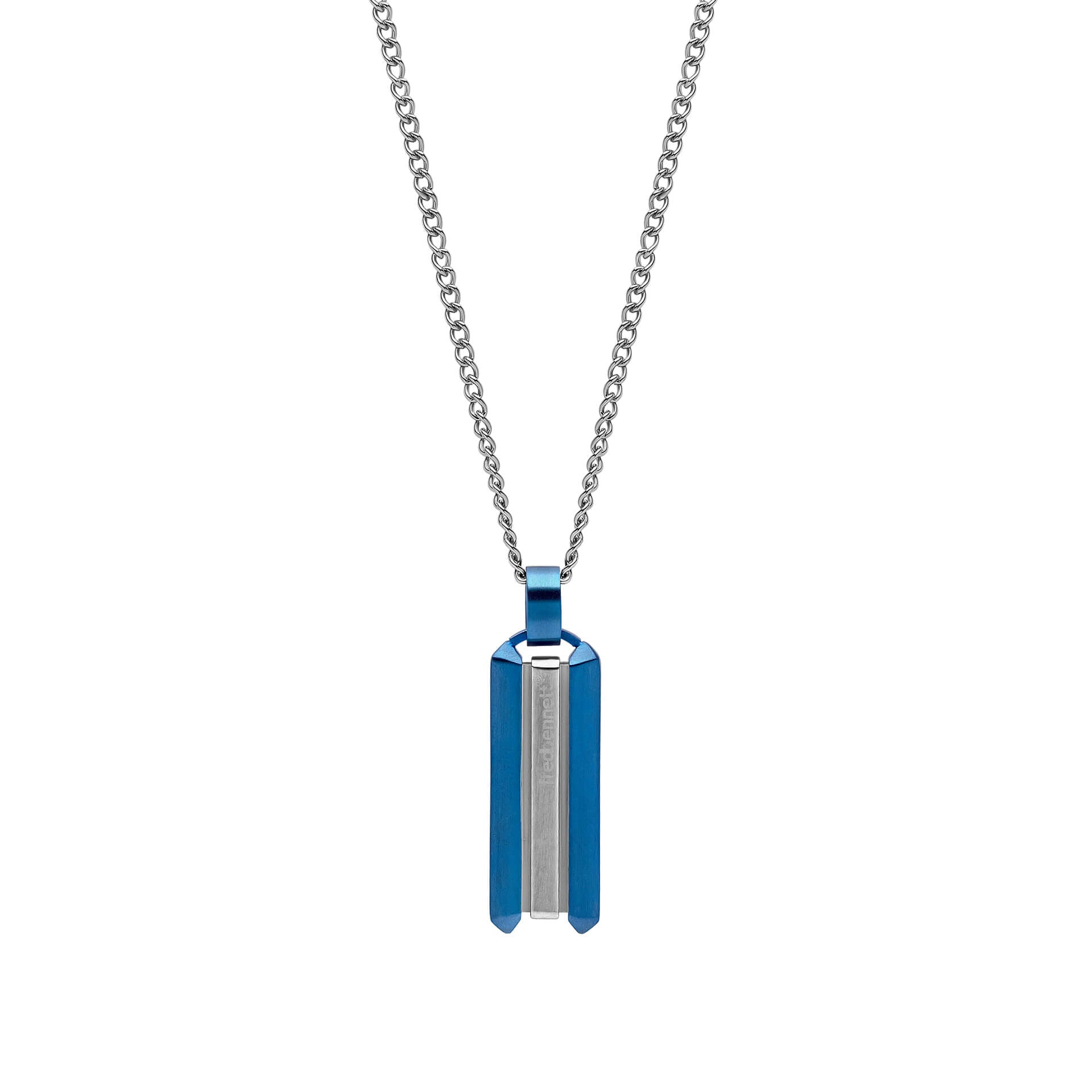 Gecko Jewellery Blue Stainless Steel Dog Tag Necklace for Men