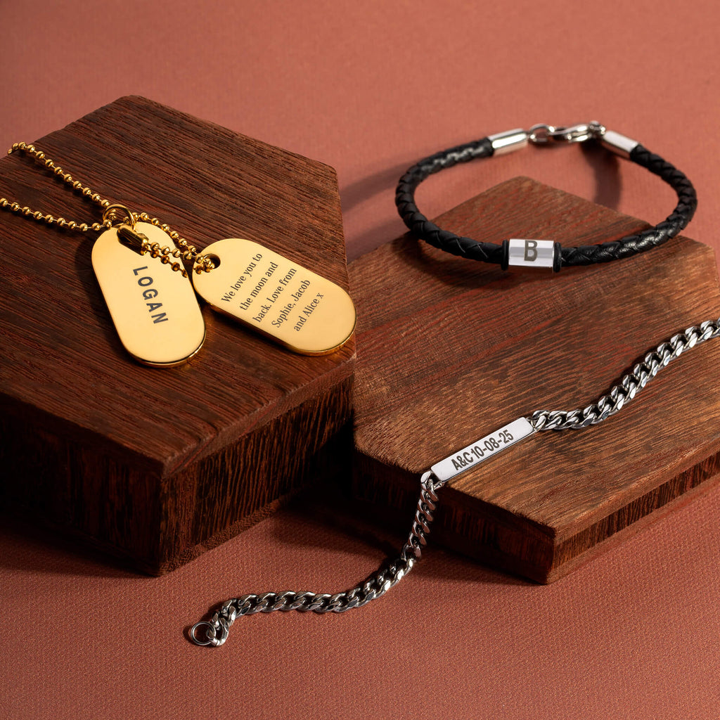 Gecko Jewellery Father and Son Matching Braided Leather Bracelet Kit