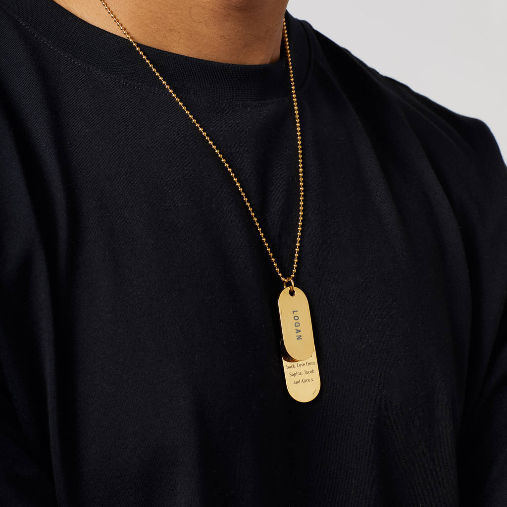 Gecko Jewellery Double Oval Dog Tag Necklace | Polished Stainless Steel
