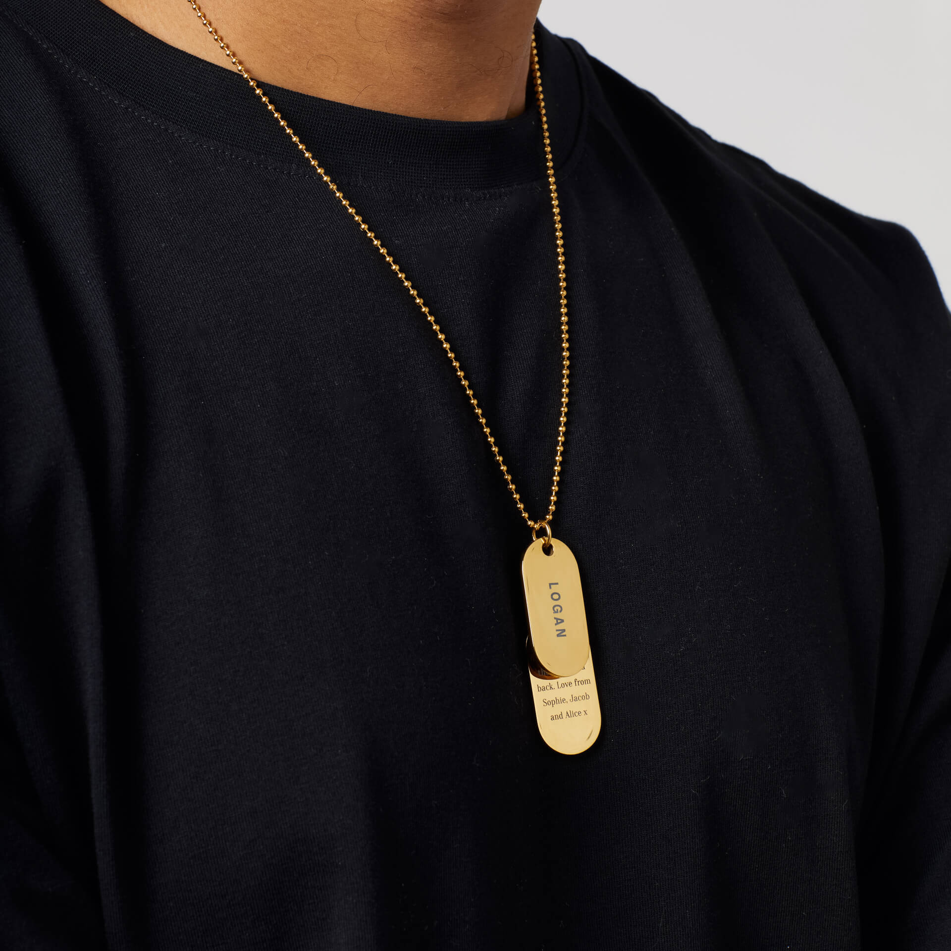 Gecko Jewellery Double Oval Dog Tag Necklace | Polished Stainless Steel
