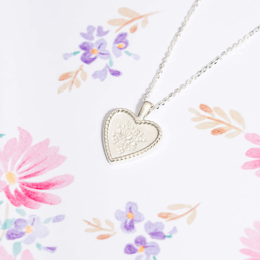 Gecko Jewellery Spring Posy Heart Necklace | Recycled Sterling Silver