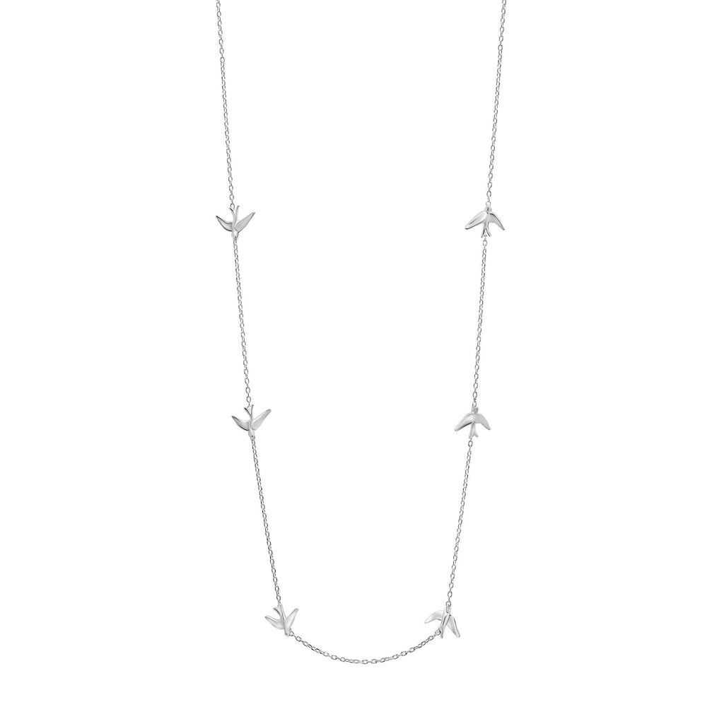 Laura Ashley Blue Birds Station Necklace in Recycled Sterling Silver