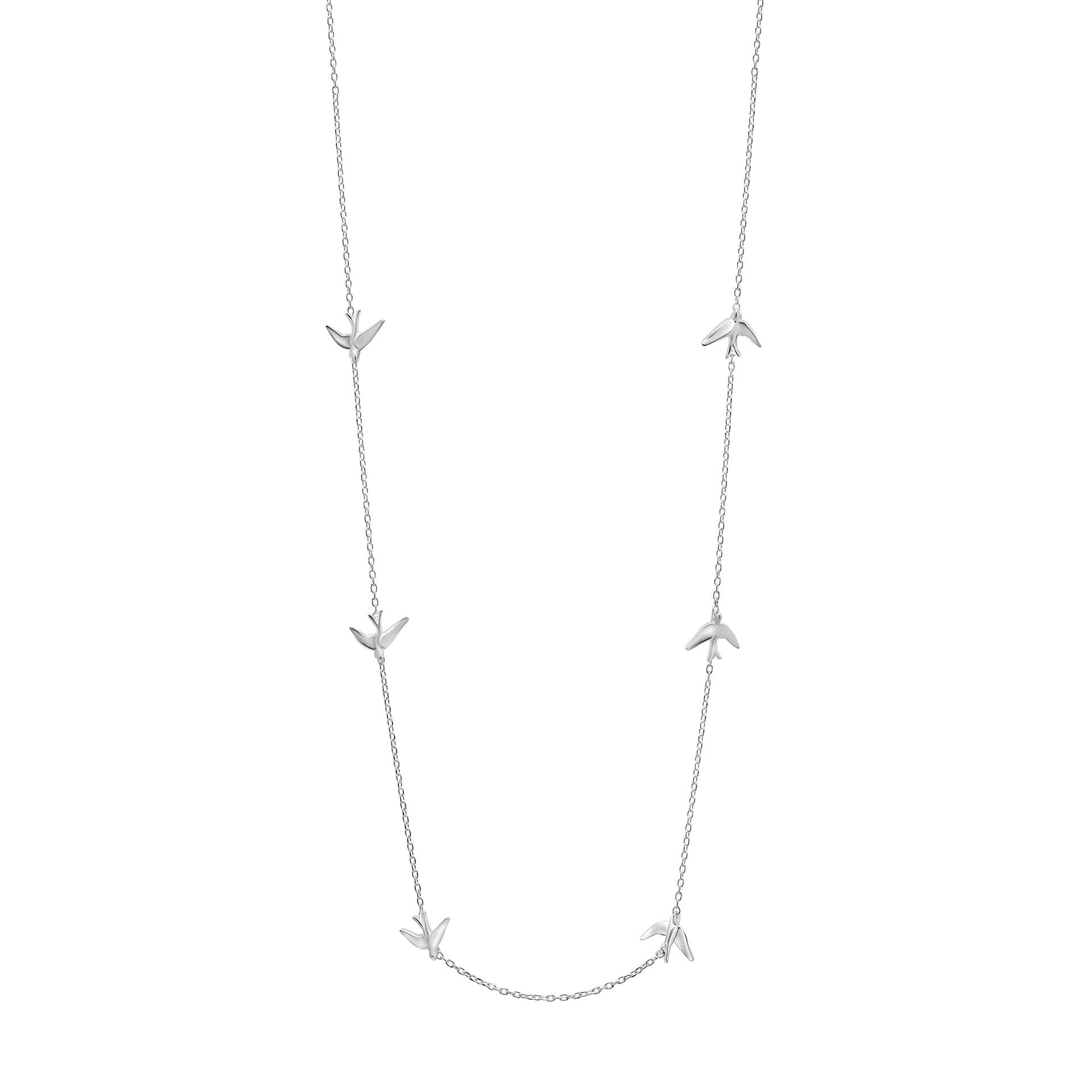 Laura Ashley Blue Birds Station Necklace in Recycled Sterling Silver