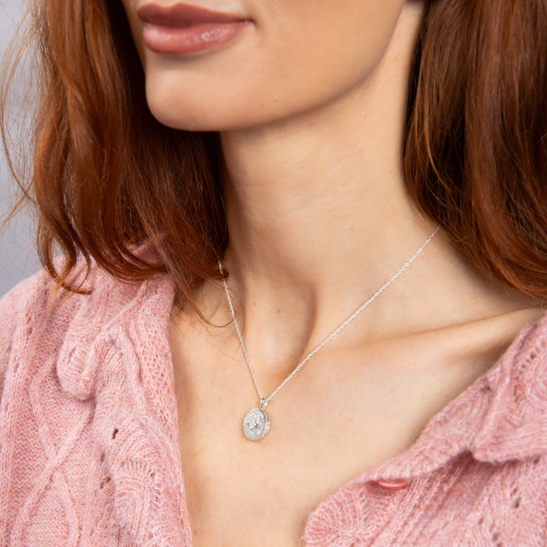 Blue Birds Locket Necklace in Recycled Sterling Silver | Gecko Jewellery