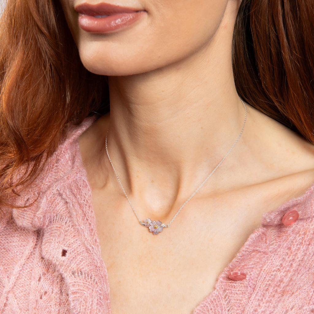 Gecko Jewellery Cherry Blossom Necklace – Recycled Silver & Mother of Pearl