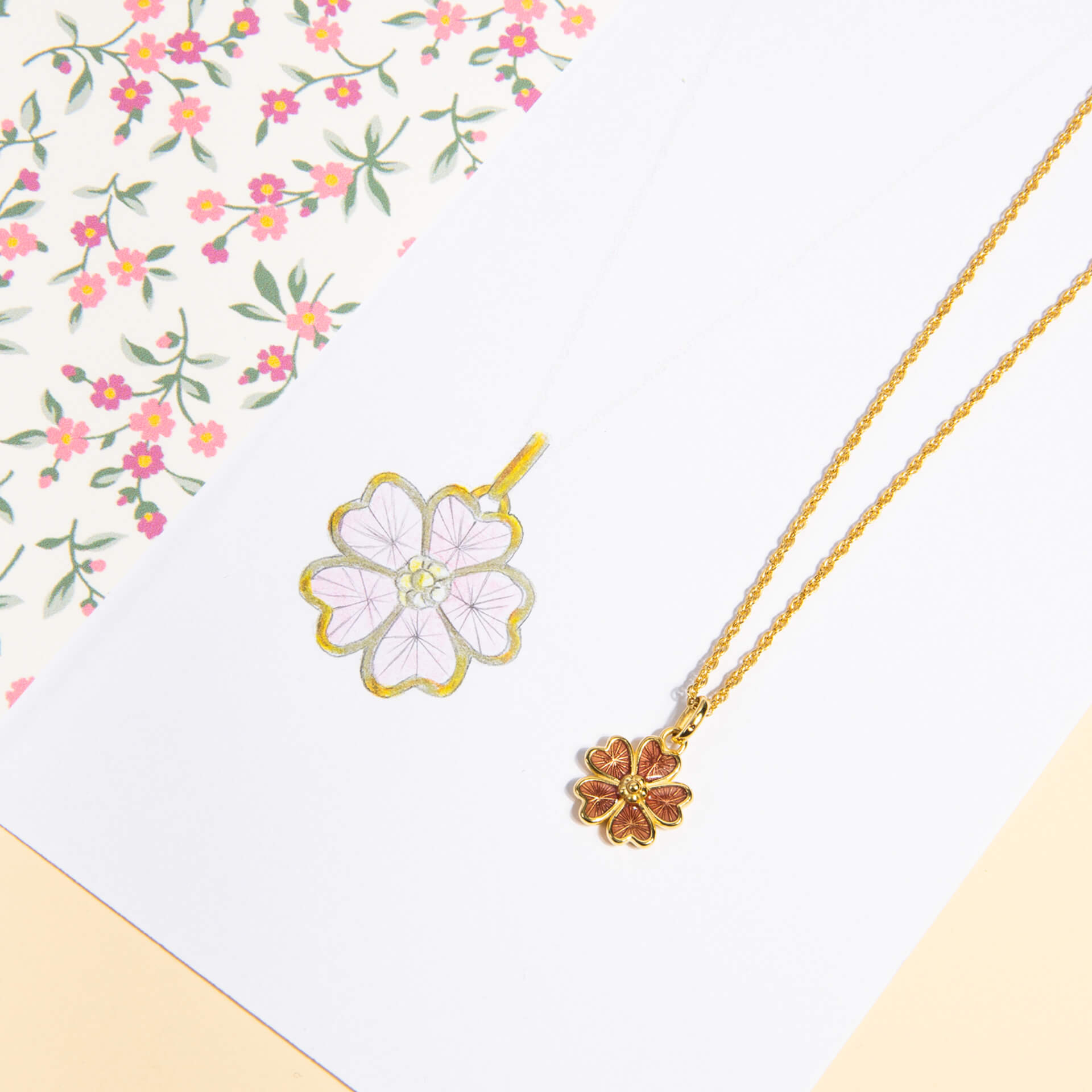 Laura Ashley Riverly Ditsy Flower Necklace | Gold Plated Silver