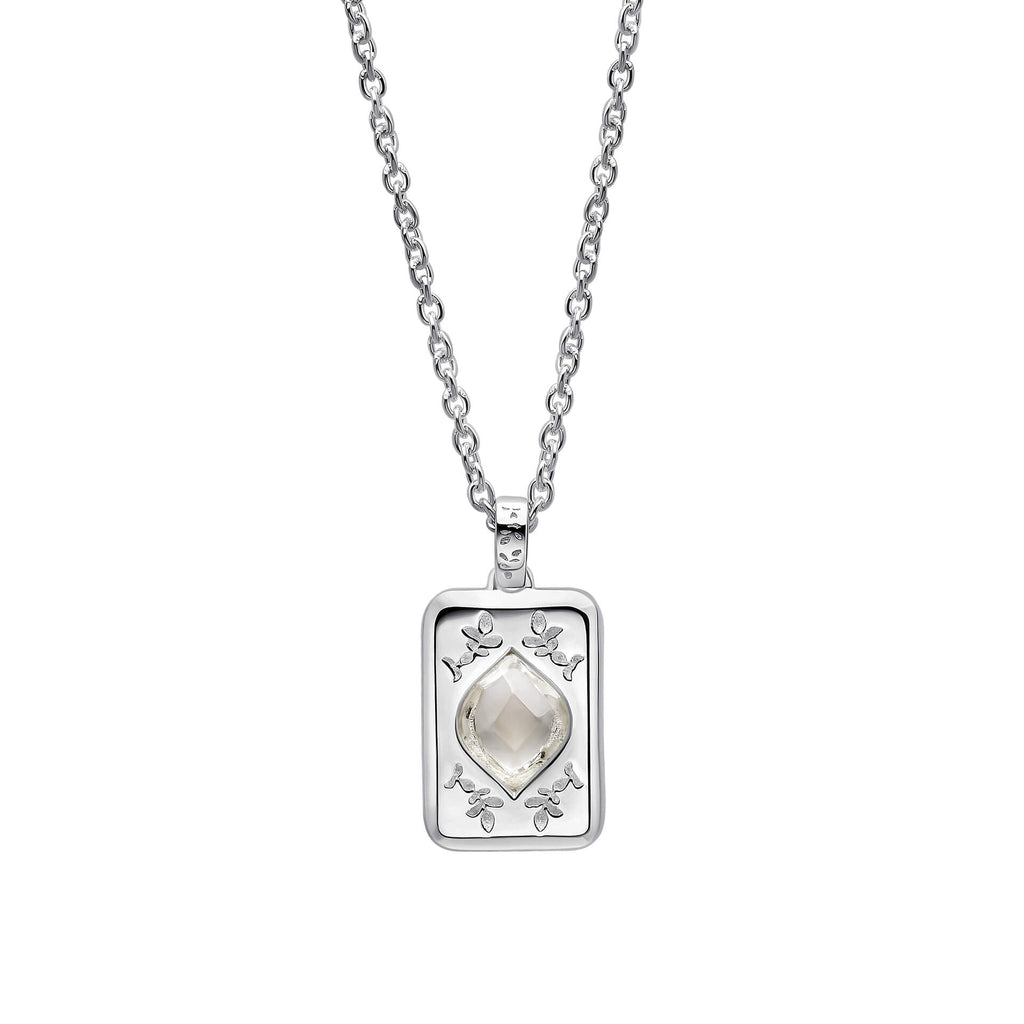 Gecko Jewellery Foscot Damask White Topaz Necklace in Sterling Silver
