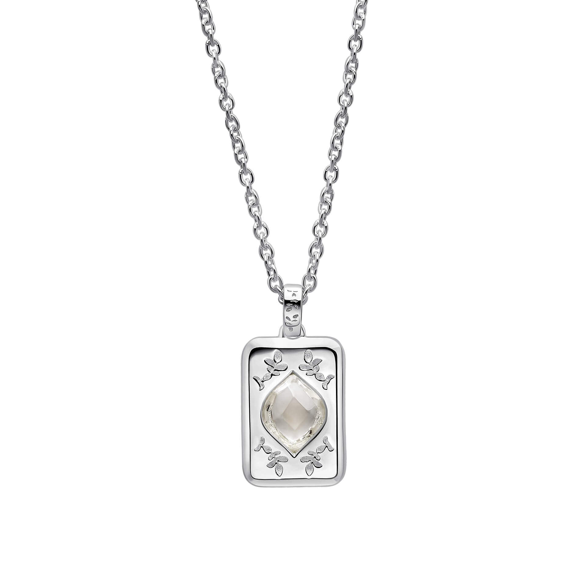 Gecko Jewellery Foscot Damask White Topaz Necklace in Sterling Silver