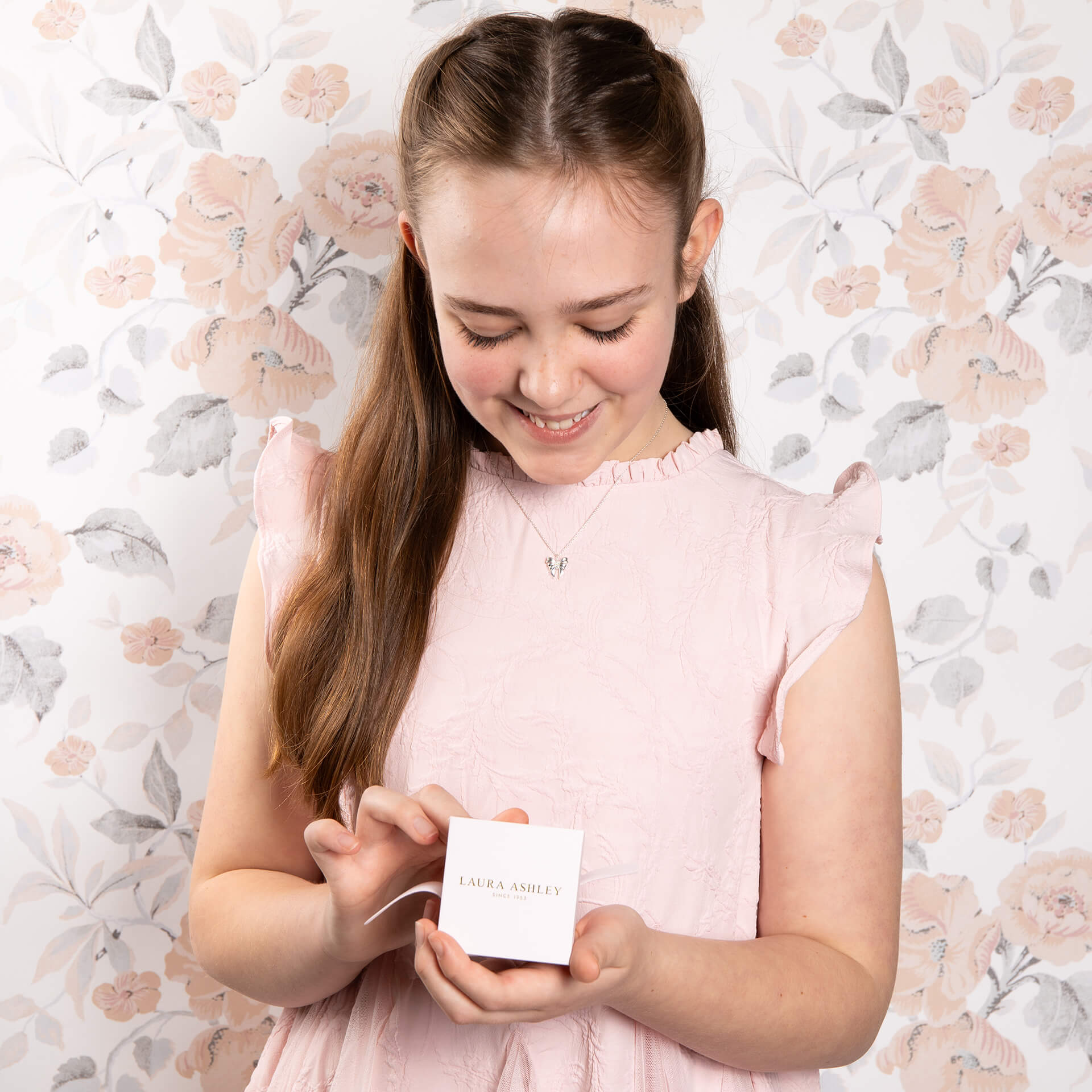 Laura Ashley Milda Bow Necklace – Recycled Sterling Silver for Kids