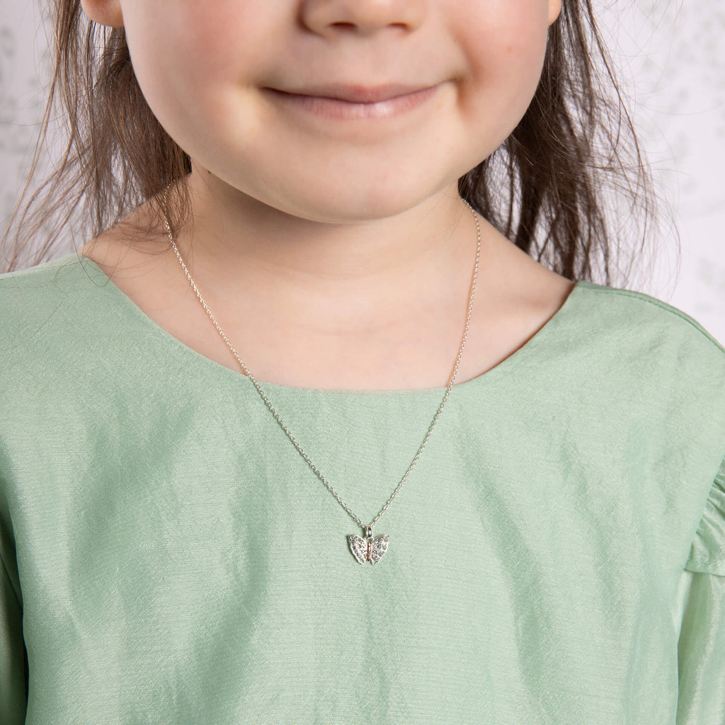 Gecko Jewellery Kids Butterfly Garden Necklace in Recycled Silver