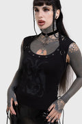 Killstar Noctivagant Baphomet Lace-Up Top – Gothic Cotton Tank