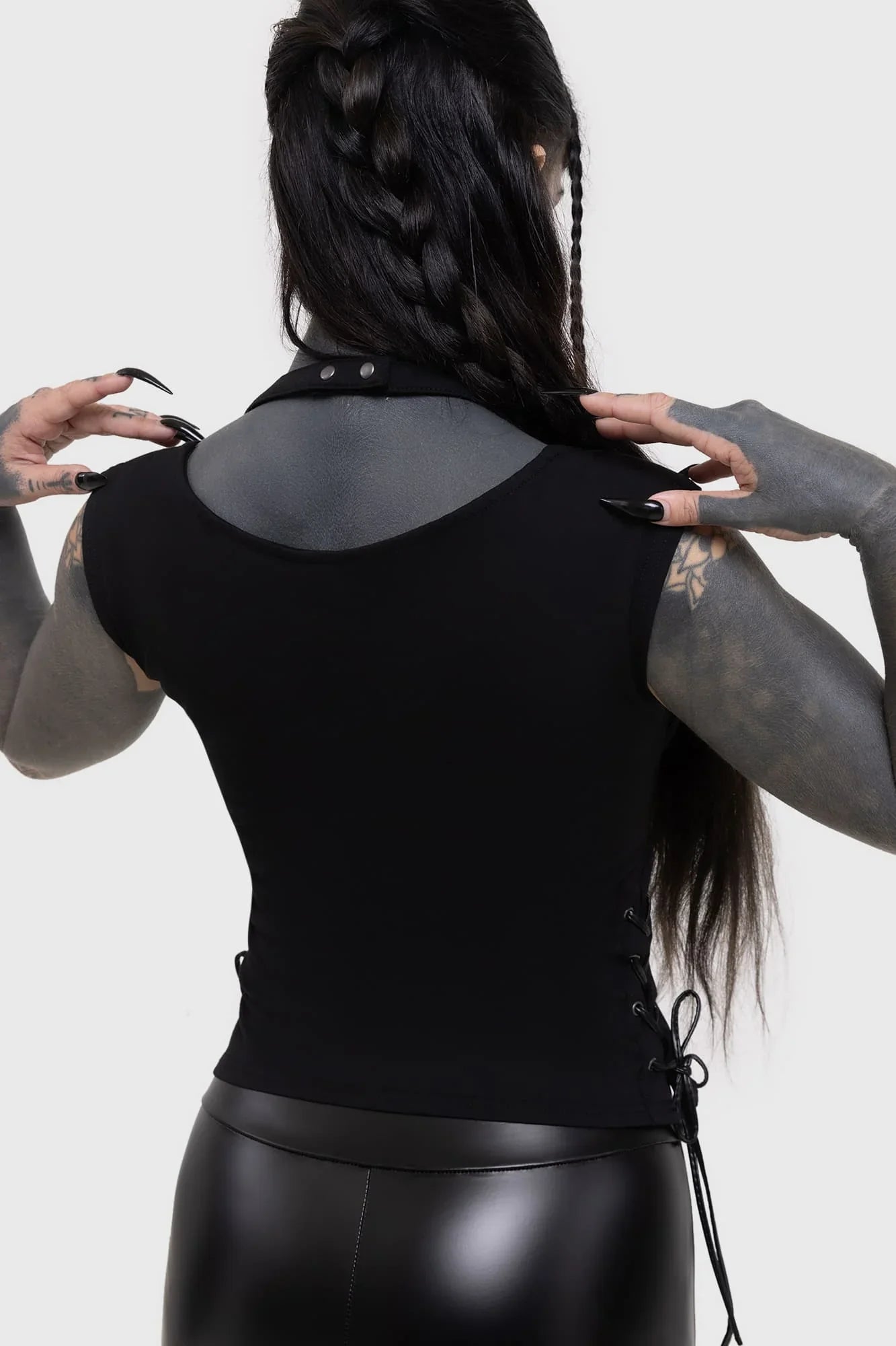 Killstar Noctivagant Baphomet Lace-Up Top – Gothic Cotton Tank