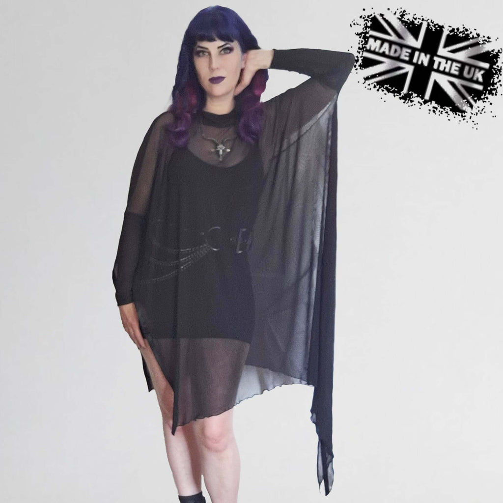 Necessary Evil Anahita Gothic Mesh Layer Dress – Black Faux Leather