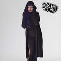 Necessary Evil Athena Long Gothic Hooded Cardigan – Black Knit Draped Top