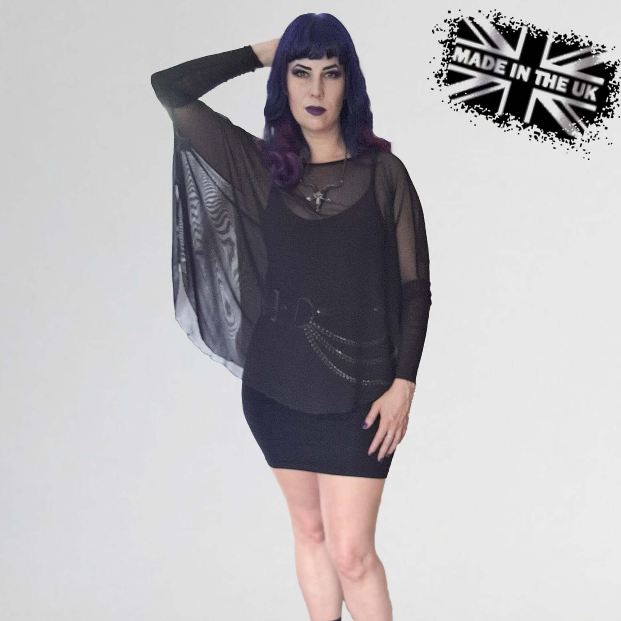 Necessary Evil Circe Mesh Top – Sheer Gothic Oversized Layering Top