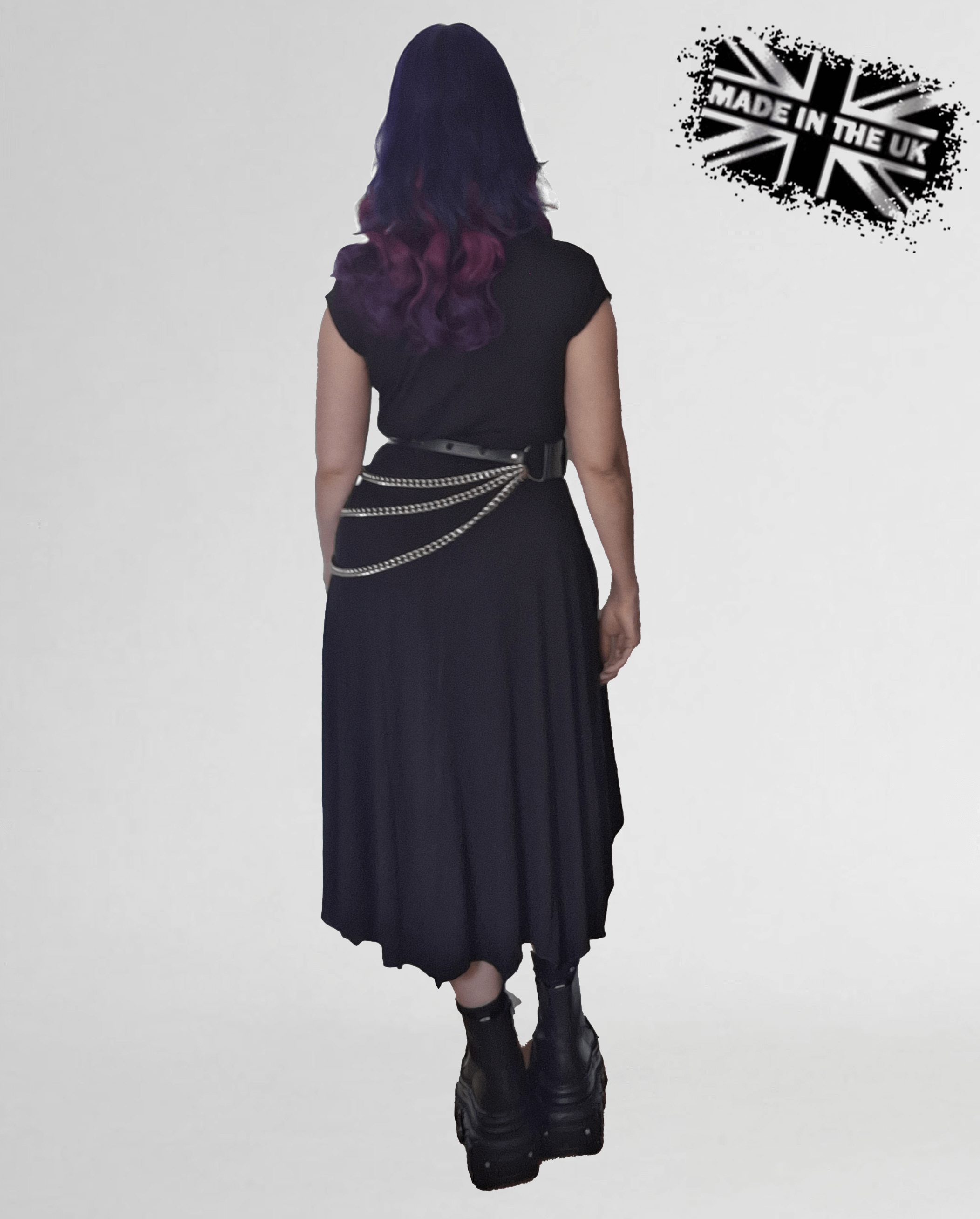 Necessary Evil Evaki Gothic Hi-Low Dress | Bat Wing Hem with Pockets