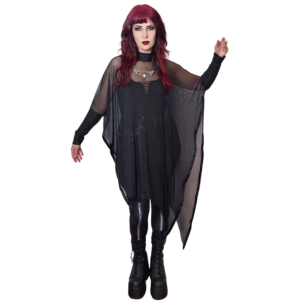 Necessary Evil Anahita Sheer Black Mesh Gothic Layer Dress – UK Made