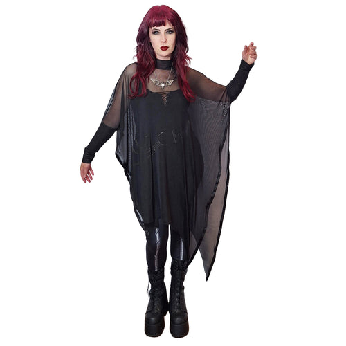 Necessary Evil Anahita Sheer Black Mesh Gothic Layer Dress – UK Made
