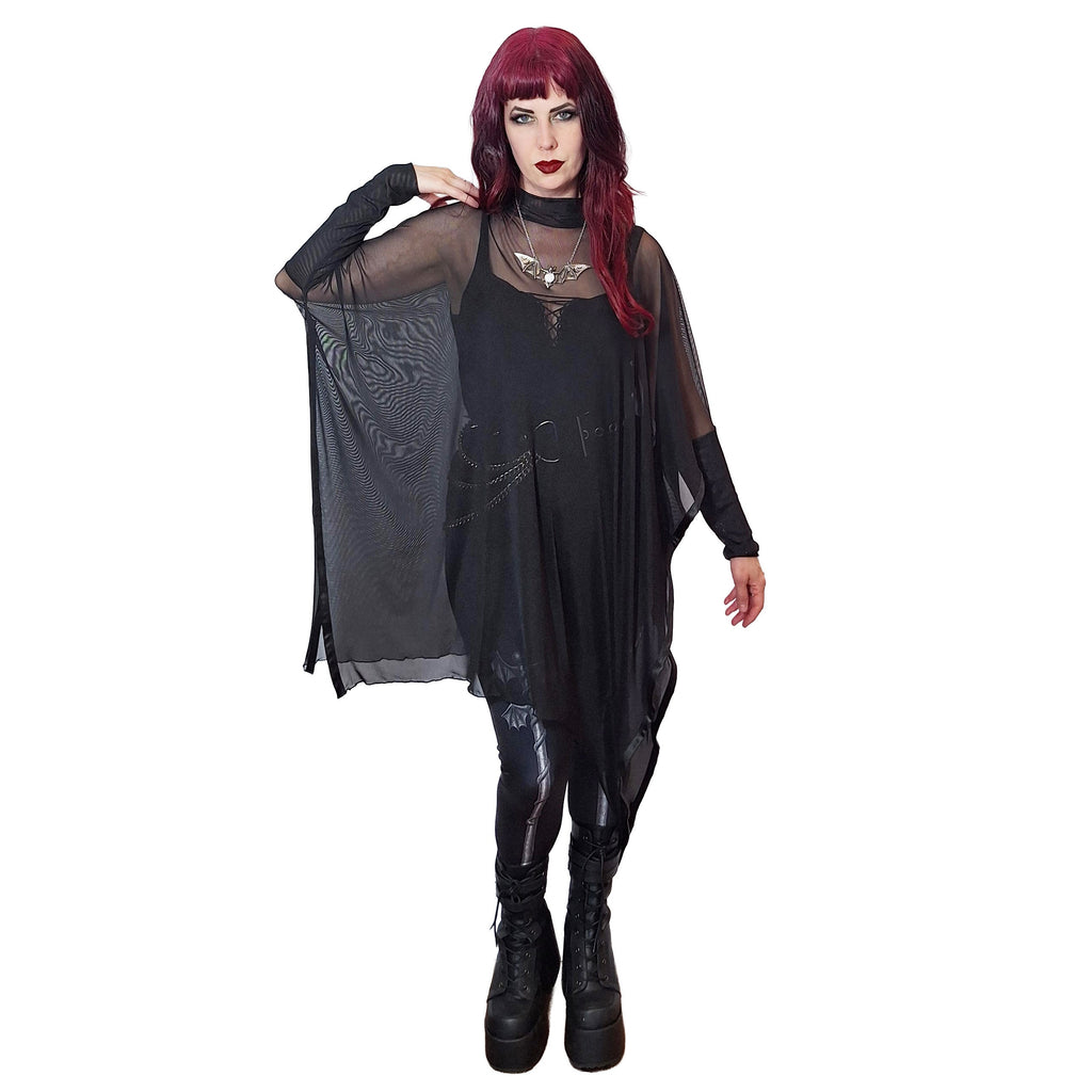 Necessary Evil Anahita Sheer Black Mesh Gothic Layer Dress – UK Made