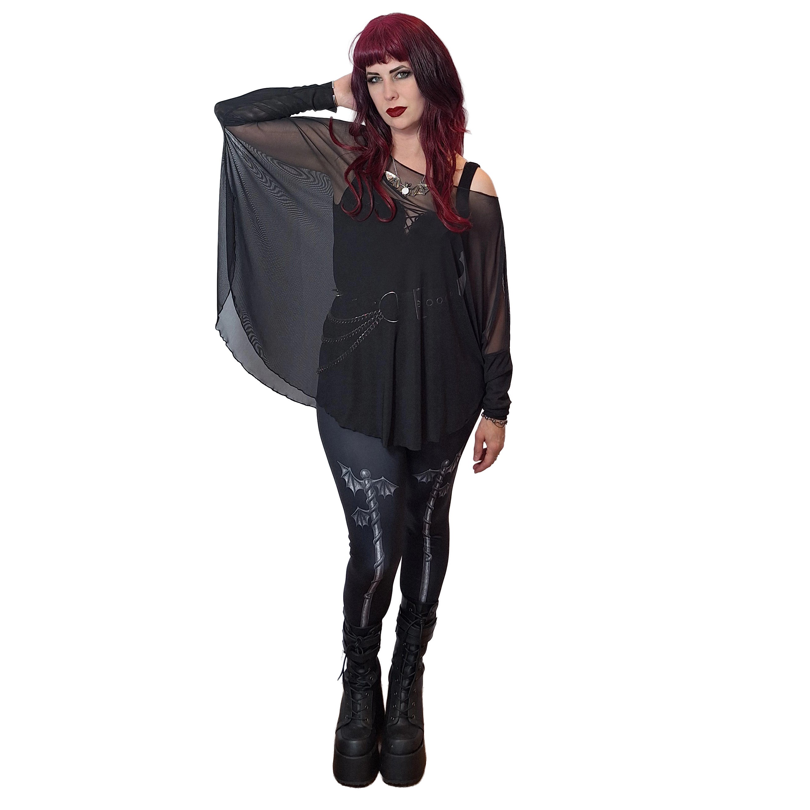 Necessary Evil Circe Black Sheer Mesh Top – Gothic Layering Piece