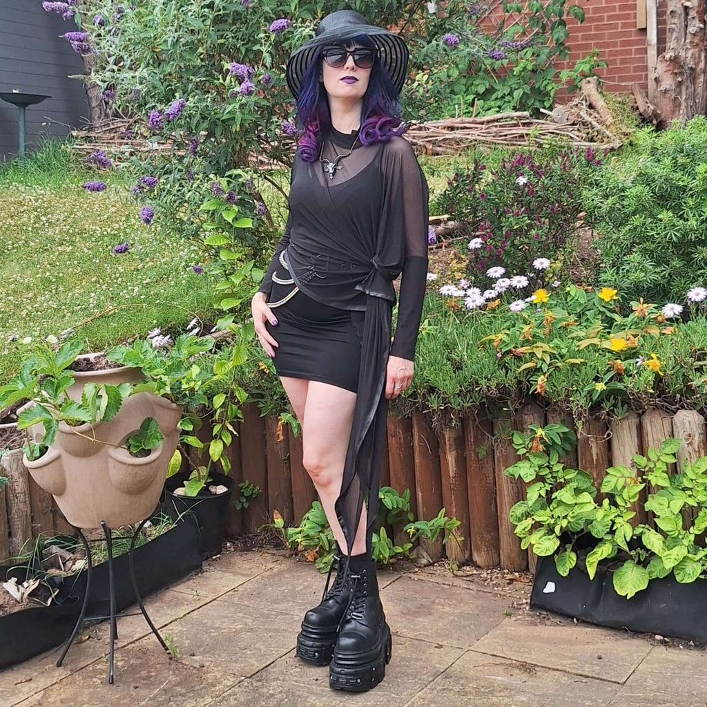 Necessary Evil Anahita Sheer Black Mesh Gothic Layer Dress – UK Made