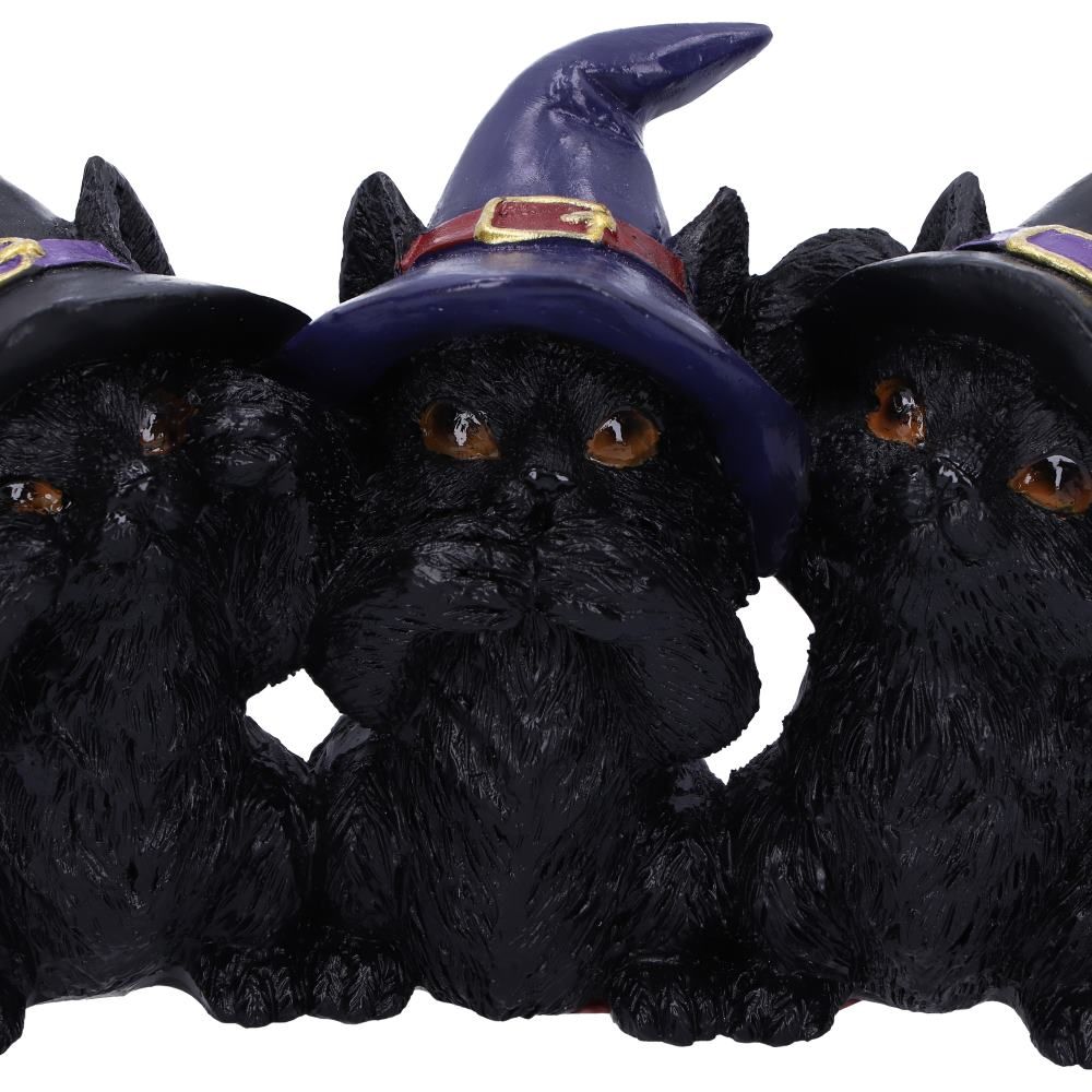 Nemesis Now Three Wise Black Cats | Hand-Painted Gothic Witchy Decor