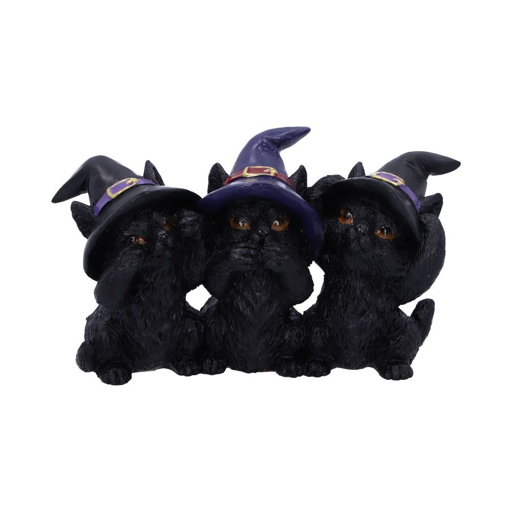 Nemesis Now Three Wise Black Cats | Hand-Painted Gothic Witchy Decor