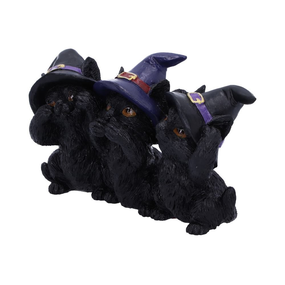 Nemesis Now Three Wise Black Cats | Hand-Painted Gothic Witchy Decor
