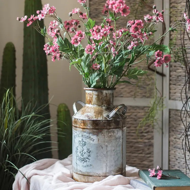Rustic Metal Bucket Planter – Vintage Iron Flower Pot for Home & Garden Decor