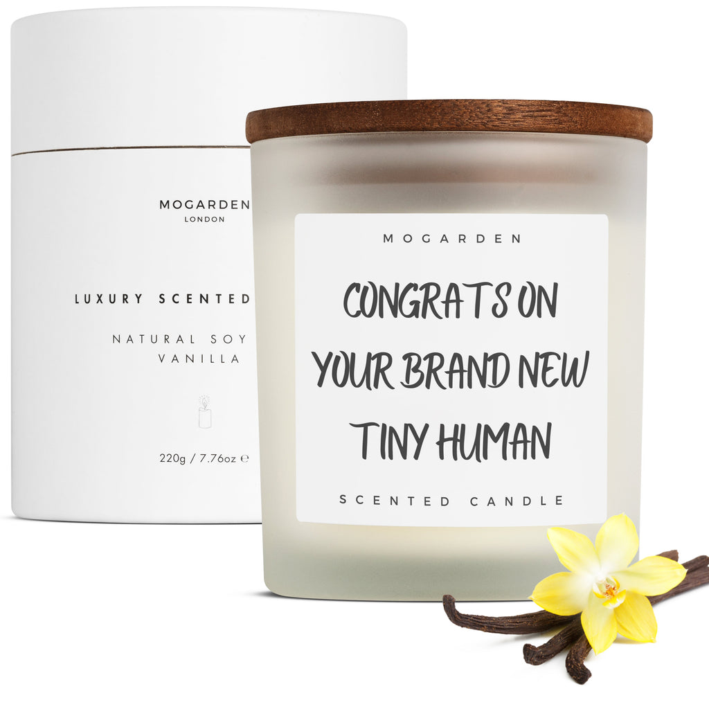 Mogarden New Mum Gift - Luxury Vanilla Amber Soy Candle, 220g