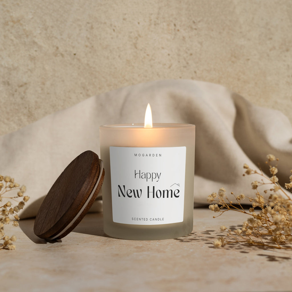 Mogarden New Home Candle - Luxury Vanilla Amber Soy Wax Gift 220g