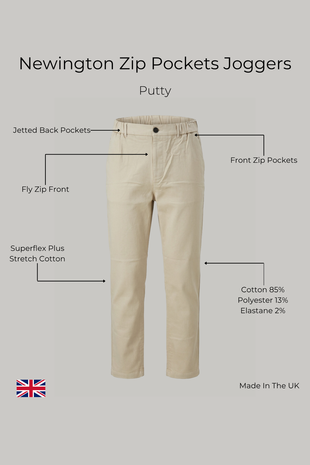 Newington Zip Pockets Joggers - Putty
