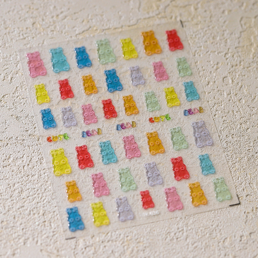 LuLuFun Studio Candy Bear Jelly Nail Deco Stickers - DIY Nail Art Decals