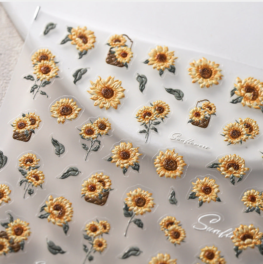LuLuFun Studio Sunflower Nail Deco Stickers – Ultra-Thin DIY Nail Art