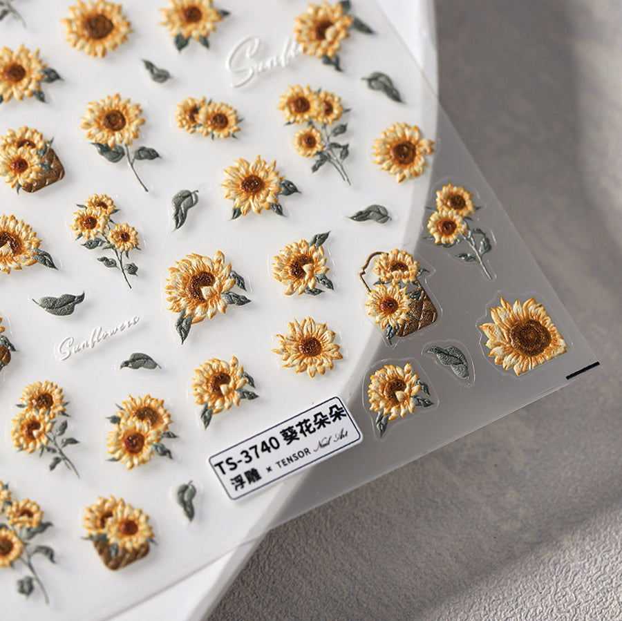 LuLuFun Studio Sunflower Nail Deco Stickers – Ultra-Thin DIY Nail Art