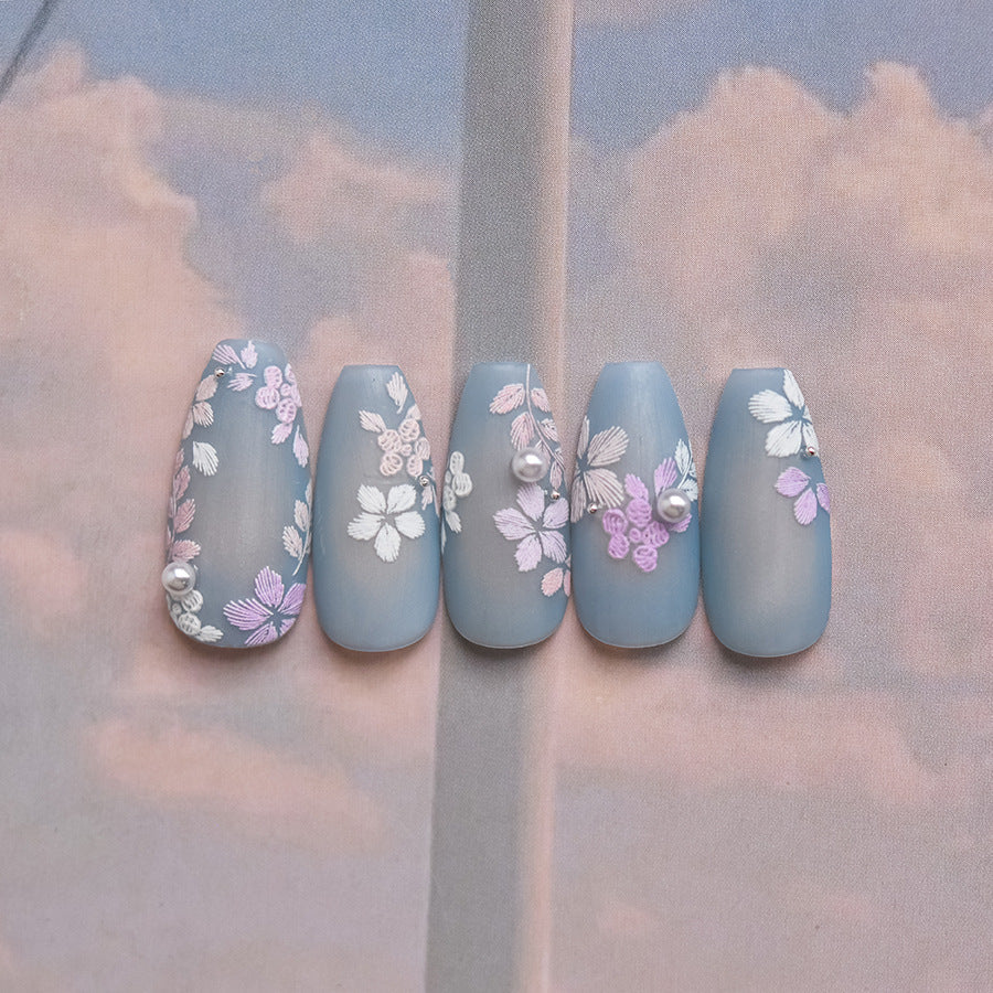 LuLuFun Studio Embroidery Plant Nail Deco Stickers - Floral Nail Art