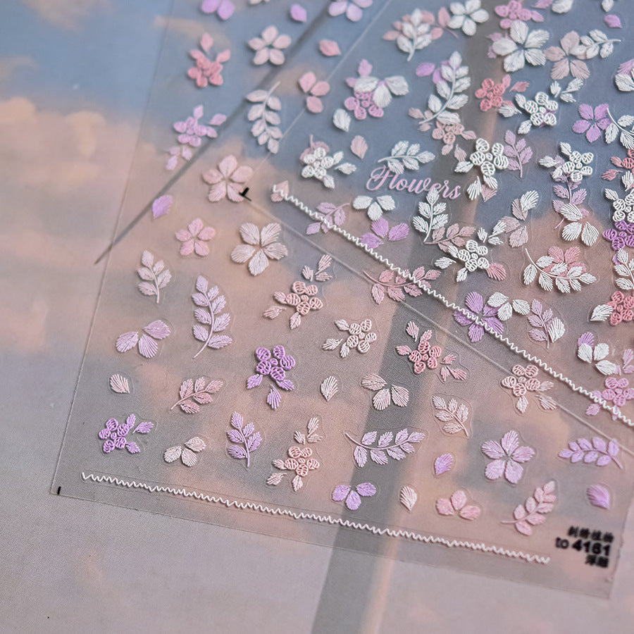 LuLuFun Studio Embroidery Plant Nail Deco Stickers - Floral Nail Art