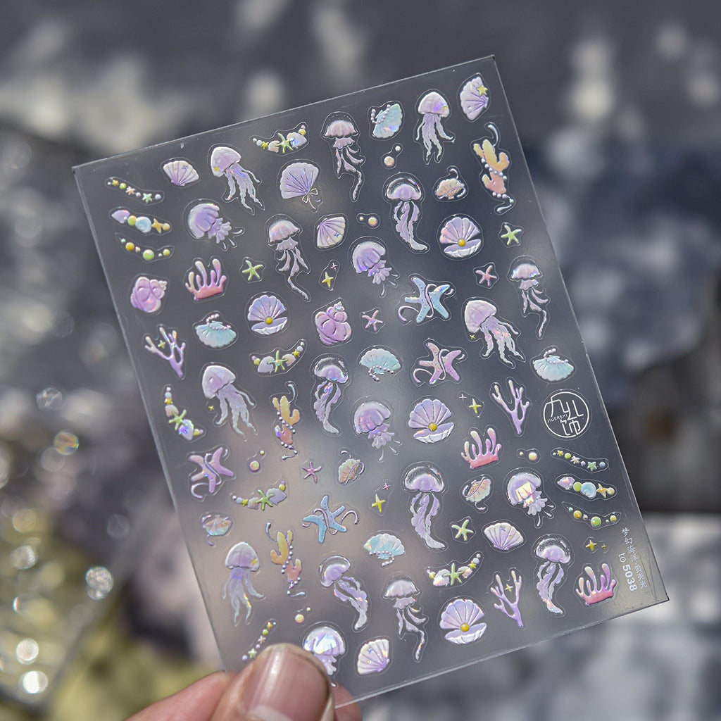 LuLuFun Studio Bubble Jellyfish Nail Art Stickers - Ultra-Thin Decals