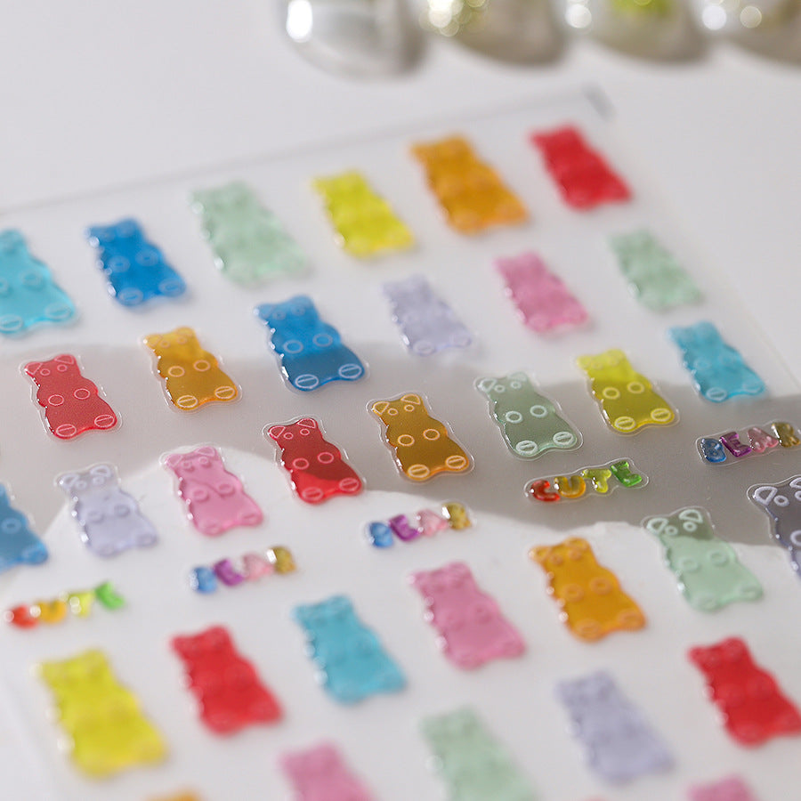 LuLuFun Studio Candy Bear Jelly Nail Deco Stickers - DIY Nail Art Decals