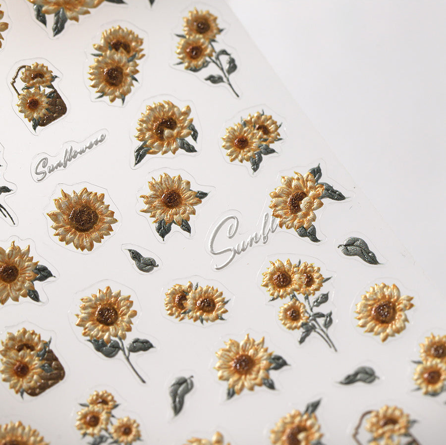 LuLuFun Studio Sunflower Nail Deco Stickers – Ultra-Thin DIY Nail Art