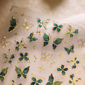 LuLuFun Studio Vintage Green Butterfly Nail Deco Stickers - 1 Sheet