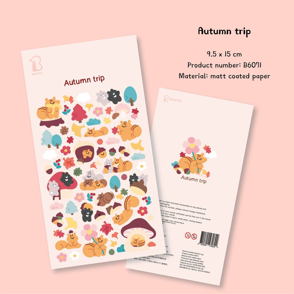 LuLuFun Studio Autumn Trip Decorative Planner Stickers - 1 Sheet