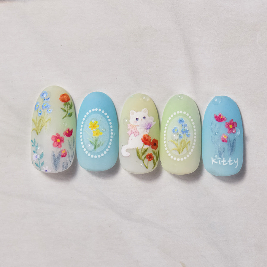 LuLuFun Studio Kitty Garden Nail Deco Stickers – DIY Manicure Decals